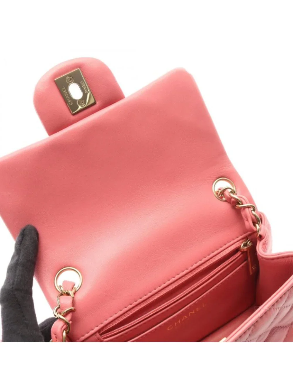 Chanel Shoulder Bag Mini Quilted Pink Lambskin Chain
